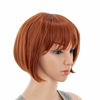 Picture of SWACC 10 Inch Short Straight Bob Wig with Bangs Synthetic Colorful Cosplay Daily Party Flapper Wig for Women and Kids with Wig Cap (Dark Copper Red)