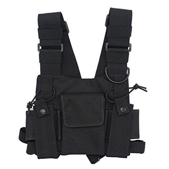 Picture of GoodQbuy Universal Radio Harness Chest Rig Bag Pocket Pack Holster Vest for Two Way Radio (Rescue Essentials) (Black)