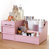 Picture of skin care organizer,Makeup Desk Organizer With Drawers,Countertop Organizer for Cosmetics,Vanity brush with Holder for Lipstick, Brushes, Eyeshadow, and Jewelry Desktop Finishing Dresser (Pink)