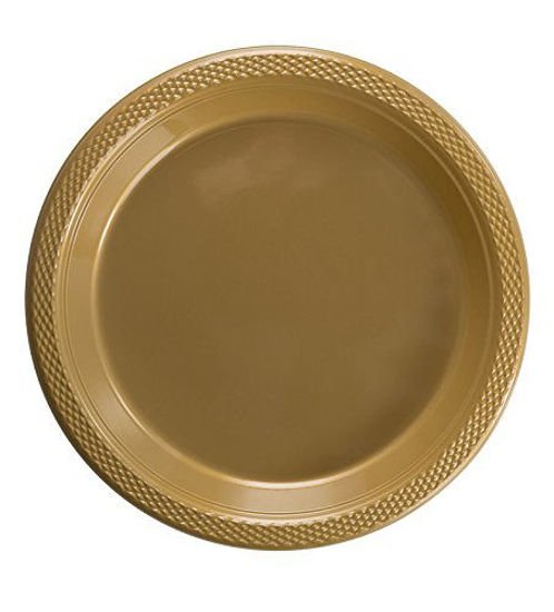 Picture of Exquisite 9 Inch. Gold plastic plates - Solid Color Disposable Plates - 100 Count