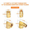 Picture of Gasher 8PCS 1/2 Inch NPT Brass Pipe Fittings, Hex Nipple, Hex Coupling, 90 Degree Barstock Street Elbow Air Hose Fittings