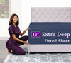 Picture of King Fitted Sheet - Real [16-Inch] Extra Deep Pocket King Size Fitted Sheet Only - Your Perfectly-FIT Fitted Sheet for 14-18 Deep Mattress - Best Fit Bottom Deep Fitted Bed Sheet - Navy Dark Blue