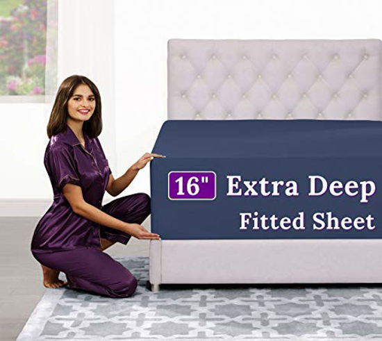 DeaLuxe Bedding 21” Queen Size Deep Pocket Fitted Sheet Only