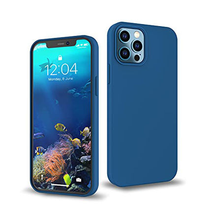 Picture of IceSword iPhone 13 Pro Blue Case 6.1 (2021), Liquid Silicone Slim Shockproof Phone Case Cover, Soft Anti-Scratch Microfiber Lining, Matte Deep Navy Blue, Protective Compatible iPhone 13 Pro - Blue