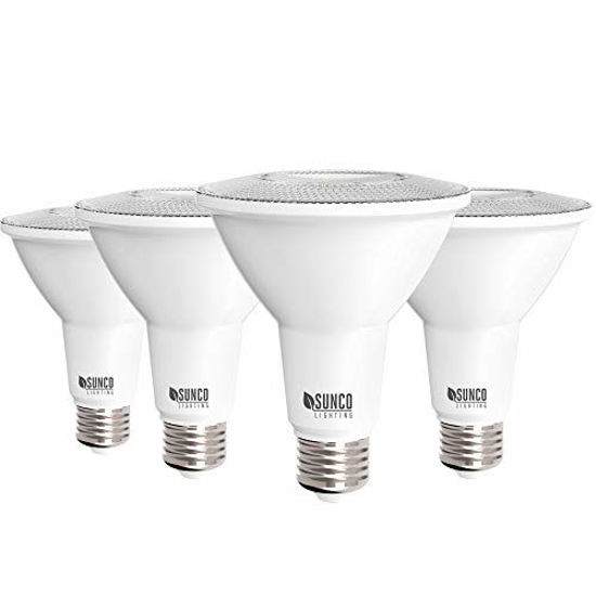 Picture of Sunco Lighting PAR30 LED Bulbs Outdoor Flood Light 11W=75W, Dimmable, 2700K Soft White, 120V, 850 LM, E26 Medium Base, Wet-Rated, Exterior Use, Waterproof, Super Bright - UL & Energy Star 4 Pack