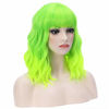 Picture of BERON 14 Inches Green Wig Short Curly Wig with Bangs Synthetic Wigs Women Girls Ombre Green Wig with Wig Cap