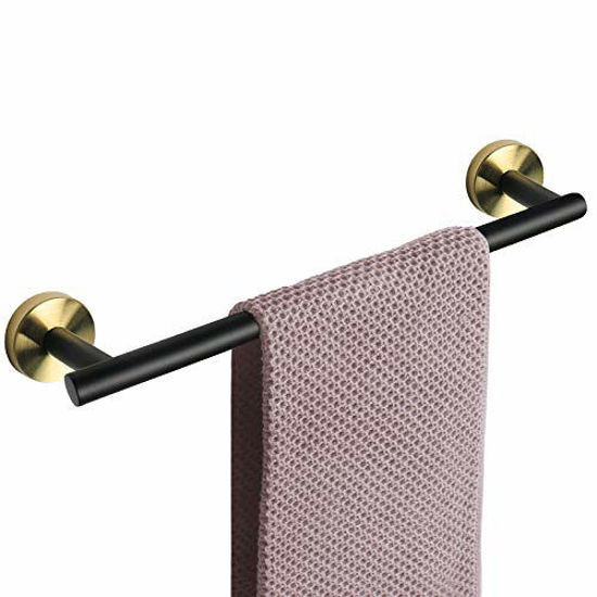 Picture of NearMoon Bathroom Towel Bar, Bath Accessories Thicken Stainless Steel Shower Towel Rack for Bathroom, Towel Holder Wall Mounted (Matte Black & Gold, 18 Inch)