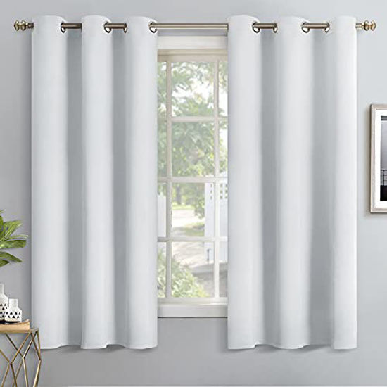 Picture of YoungsTex Blackout Curtains for Bedroom - Thermal Insulated with Grommet Top Room Darkening Noise Reducing Curtains for Living Room, 2 Panels, 42 x 63 Inch, Greyish White