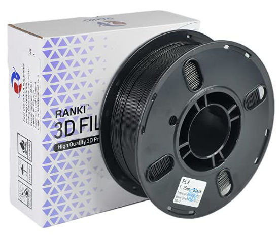 Picture of RANKI PLA 1.75 mm 3D Printer Filament, Dimensional Accuracy +/- 0.03 mm, 1 kg Spool, Black