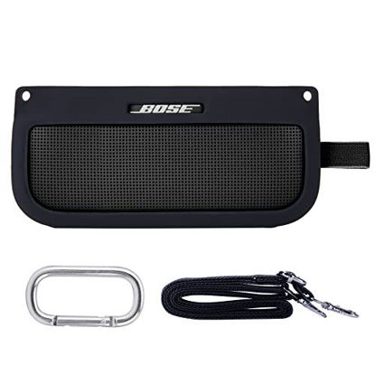 Picture of co2CREA Soft Silicone Case Replacement for Bose SoundLink Flex Bluetooth Portable Speaker (Silicone Case, Black Case)