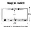 Picture of 2 Pcs Dog Paw License Plate Frames, 2 Holes Aluminum Alloy Silver Cat Paw License Plate Holder Tag Frame with Screw Caps, Universal American Frame Car Accessories for Pet Lovers