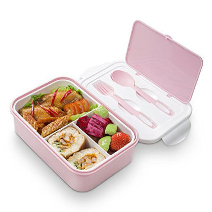 4pcs Bento Lunch Box, 3-Compartment Lunch Containers For Adults, BPA Free  Plastic Divided Food Meal Prep Containers For back to school, class, college