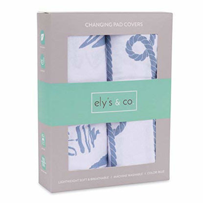 Picture of Ely's & Co. Changing Pad Cover Set | Cradle Sheet Set 100% Cotton Jersey Knit 2 Pack (Blue)