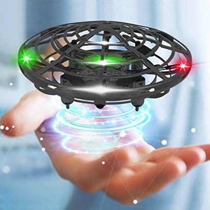 Picture of Mini Drone Flying Toy Hand Operated Drones for Kids or Adults - Hands Free UFO Helicopter, Easy Indoor Outdoor Flying Ball Drone Toys for Boys Girls (Black)