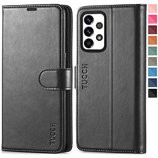 Picture of TUCCH Galaxy A52 5G/4G Wallet Case with [TPU Shockproof Interior Case] Folio Kickstand [RFID Blocking] Card Slot, Magnetic PU Leather Protect Folio Cover Compatible with Galaxy A52 6.5 2021, Black