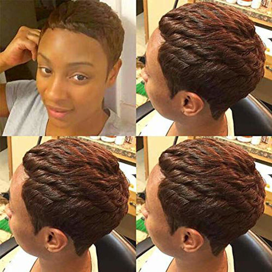 Picture of VRVOGUE Short Human Hair Pixie Wigs Pixie Cut Short Black Wavy Wigs Layered Short Human Hair Wigs for Black Women (Pixie Cut Wigs, 2#)