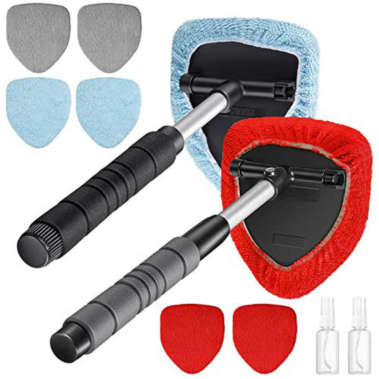 Windshield Cleaner, Microfiber Car Window Cleaner with 4 Reusable and  Washable Microfiber Pads and Extendable Handle,Multifunctional Use Windshield  Cleaner Tool Kit 