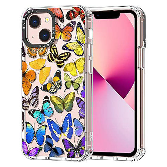 Picture of MOSNOVO Compatible with iPhone 13 Case, Cute Rainbow Butterfly for Girl Women [ Buffertech Impact ] Transparent TPU Bumper Clear Phone Case Cover Designed for iPhone 13 6.1 Inch