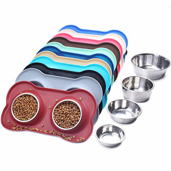 Vivaglory Dog Bowls Set with Double Stainless Steel Feeder Bowls