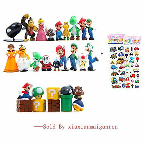 Picture of Jiahui Brand 28 Piece Super Mario Bros Super Mary Princess, Turtle, Mushroom, Orangutan, Super Mario Action Figures, 2"