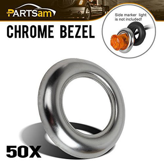 Picture of Partsam 3/4" round Stainless Steel Trim Ring Bezel For 3/4" Accent Marker Lights and all 3/4" Round Marker Clearance Lights (Pack of 50)