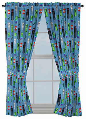 Picture of Jay Franco Minecraft Monster Hunters 63" Inch Drapes - Beautiful Room Décor & Easy Set Up, Bedding - Curtains Include 2 Tiebacks, 4 Piece Set (Official Minecraft Product)