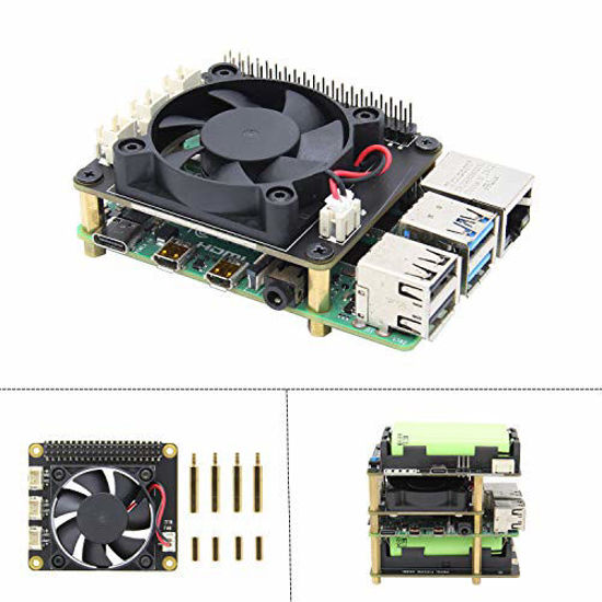 Picture of Geekworm Raspberry Pi Cooling Fan Expansion Board (X728-A1) for X728 & Raspberry Pi 4 Model B/ 3B+/ 3B/ 2B