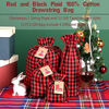 Picture of XCFWin 12 Pack Of Christmas Gift Bags With Drawstring Reusable Designs For Christmas Party Supplies Favors (red and black, mixed size)