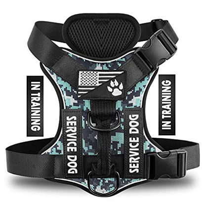 Picture of Demigreat Service Dog Harness, Reflective Dog Vest Harness with 5 PCS Patches, Adjustable Soft Oxford Pet Harness, Inner Layer Mesh, Easy to Control for Small Medium Large Dogs