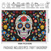 Picture of Allenjoy 7x5ft Day of The Dead Backdrop for Mexican Fiesta Sugar Skull Flowers Photography Background Dia DE Los Muertos Birthday Party Supplies Fiesta Banner Table Decor Decoration Photo Booth Studio