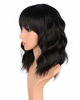 Picture of 14 inch Shoulder length wavy wigs with bangs for black women natural looking short curly synthetic hair wigs heat resistant (Black mix Brown-02)