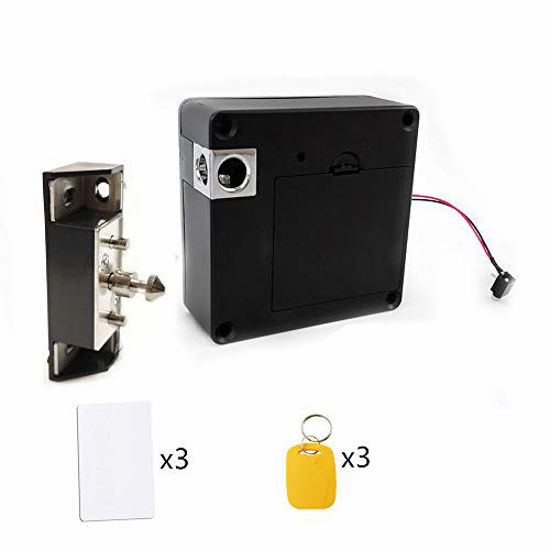 Picture of Invisible Electronic Cabinet Lock Kit Set Hidden DIY Lock with USB Cable for Wooden Cabinet Drawer Pantry Locker RFID Entry