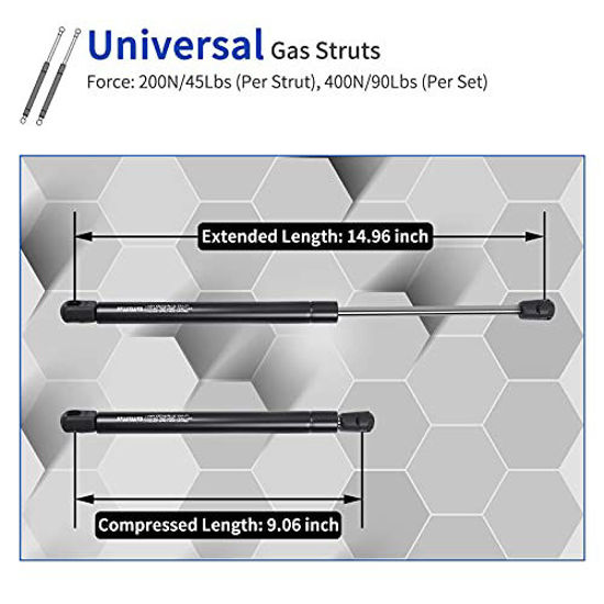 Picture of OTUAYAUTO 15 inch Gas Strut - 200N/45Lbs Universal Lift Support - for Tool Box Shock, Truck Cap Strut, Hydraulic Door Hinge, Cabinet Gas Strut, RV Door Strut, Camper Shell Strut