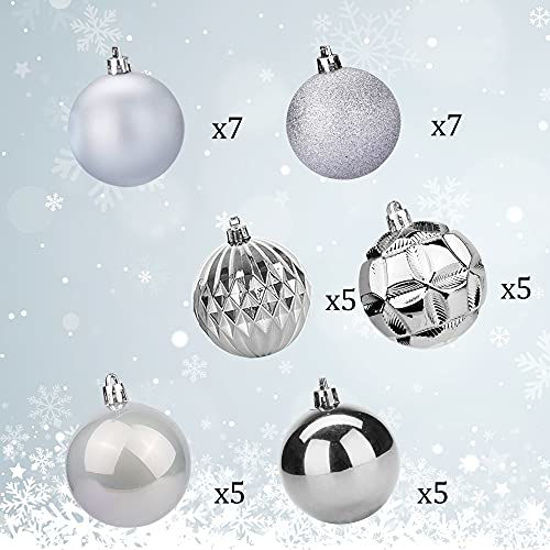 Picture of Lulu Home Christmas Ball Ornaments, 34 Ct Xmas Tree Decorations, Holiday Hanging Balls (Silver, 2.36")