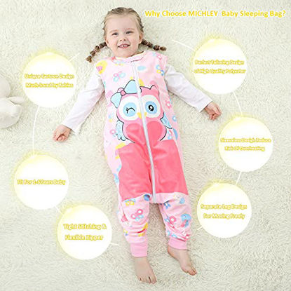 Picture of MICHLEY Unisex Baby Wearable Blanket Autumn Winter Toddler Sleeveless Sleeping Bag with Feet,Owl,1-3T