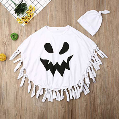 Picture of Toddler Kids Baby Girl Boy Costume Halloween Cloak Robe Cape Hat Blanket Funny Cosplay Clothes (white, 3-4 Years)