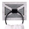 Picture of Autumn Alley Barn Door White Bathroom Rustic Towel Ring - Wall Mounted Farmhouse Hand Towel Holder - Mix of Wood and Galvanized Metal & Black Ring for Country Charm - Shabby Chic Home Décor