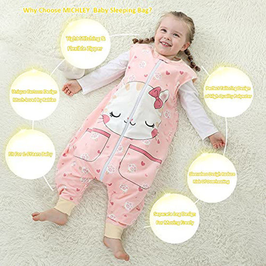 Picture of MICHLEY Unisex Baby Wearable Blanket Autumn Winter Toddler Sleeveless Sleeping Bag with Feet,Cat,1-3T