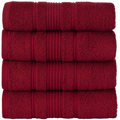 Picture of Qute Home 4-Piece Hand Towels Set, 100% Turkish Cotton Premium Quality Towels for Bathroom, Quick Dry Soft and Absorbent Turkish Towel Perfect for Daily Use, Set Includes 4 Hand Towels (Burgundy)