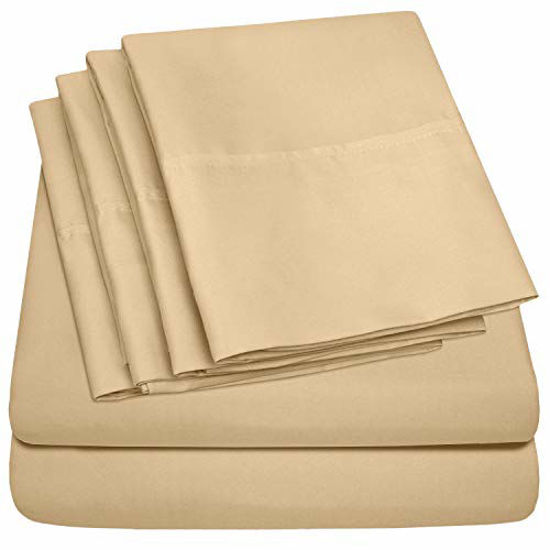 Picture of Sweet Home Collection 6 Piece Bed Sheets 1500 Thread Count Fine Microfiber Deep Pocket Set-Extra Pillow Cases, Value, Twin, Camel