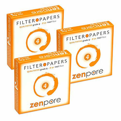 Picture of 9 cm Lab Filter Paper, Standard Qualitative Grade 4 - ZENPORE Fast Flow 90 mm (Set of 3 x 100 Discs)