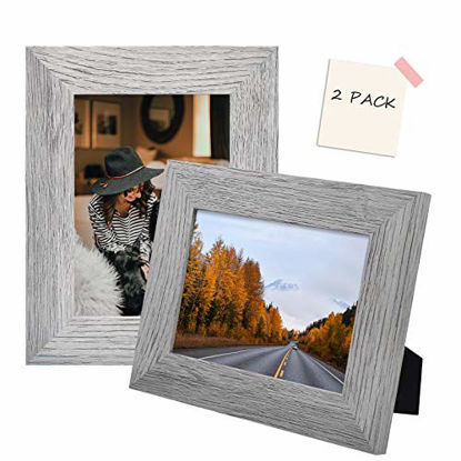 Picture of Golden State Art, Set of 2 Picture Frame - Wide Molding - Wood Grain Style - Easel for Tabletop Display, Back Hangers for Wall Display - Great for Baby Pictures, Weddings, Portraits (5x7, Grey)