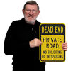 Picture of SmartSign 18 x 12 inch Dead End - Private Road, No Soliciting, No Trespassing Metal Sign, 63 mil Laminated Rustproof Aluminum, Black and Yellow