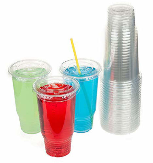 Picture of GOLDEN APPLE Cup series, 32oz Clear Plastic cups with Flid lids with X hole 25sets