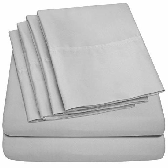 Picture of Sweet Home Collection Twin Size Sheets-4 Piece 1500 Thread Count Fine Brushed Microfiber Deep Pocket Set-Extra Pillow Cases, Value, Silver, 6