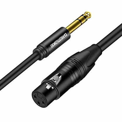 Picture of DREMAKE TRS 1/4 Inch 6.35mm/6.5mm to XLR Female Balanced Interconnect Audio Cable, 50FT 3Pin XLR to Quarter Inch Mic Cable for Microphone, Mixer, Guitar, AMP, Speakers - Black