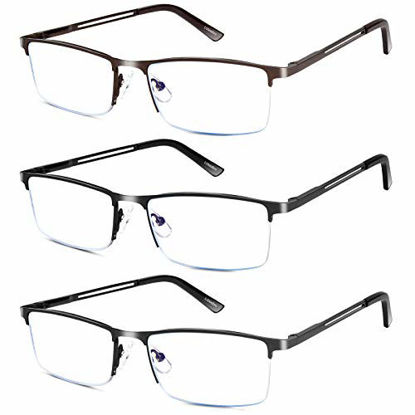 Picture of Reading Glasses for Men, 3.0 Blue Light Blocking Reading Glasses Metal Readers