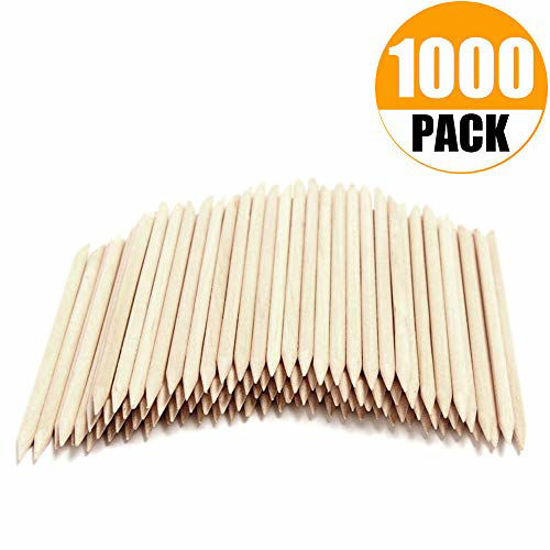 Picture of Onwon 1000 Pieces Orange Wood Sticks - Double Sided Nail Art Multi-Functional Cuticle Pusher Remover, Clean Nail Polish - 110mm Pointed End & Flat End Manicure Pedicure Tool