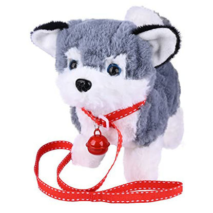 Picture of WorWoder Plush Alaska Toy Puppy Electronic Interactive Pet Dog - Walking, Barking, Tail Wagging, Stretching Companion Animal for Kids (Alaska Dog)