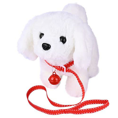 Picture of WorWoder Plush Bichon Frise Toy Puppy Electronic Interactive Pet Dog - Walking, Barking, Tail Wagging, Stretching Companion Animal for Kids (Bichon Frise)